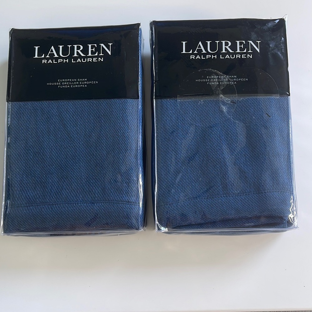New Ralph Lauren Gavin Indigo Blue European Sham Set of 2. $340